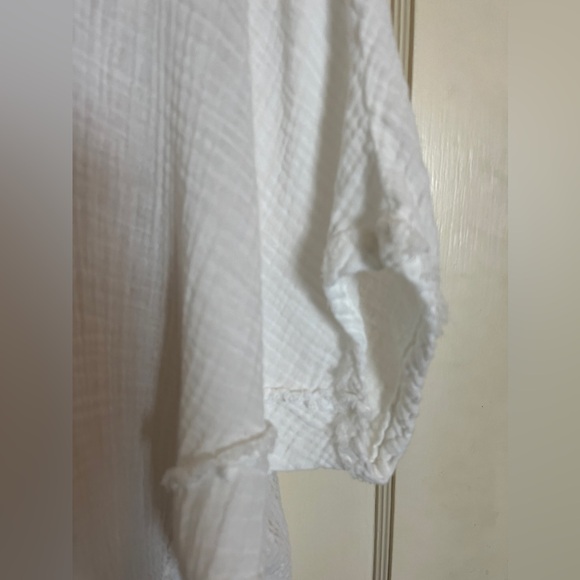 Michael Stars White Soft Gauze Unstructured “Tube Sleeve” Blouse - Picture 9 of 11